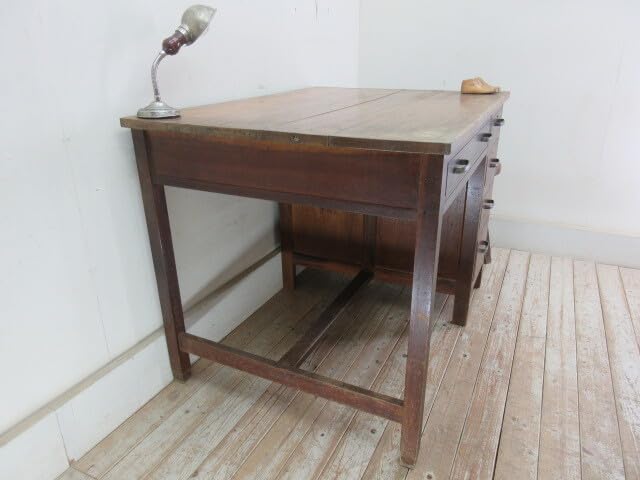 Amazon.co.jp: 古い楢材の5杯引き出し片袖机K773アンティーク家具