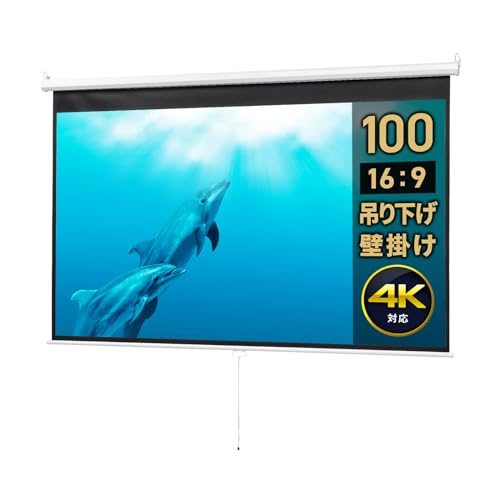 Amazon | イーサプライ プロジェクタースクリーン 100インチ 16:9 吊り