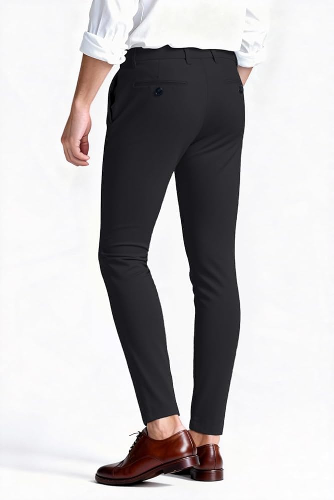 GINGTTO Black Dress Pants Men Slim Fit Chino Pants for Men Stretch