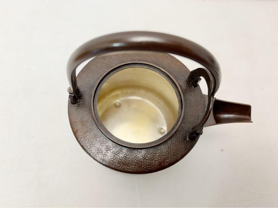 未使用 茶道具 金工師 宗禅造 鎚起 銅製 銚子 染付替蓋付 共箱 2026年