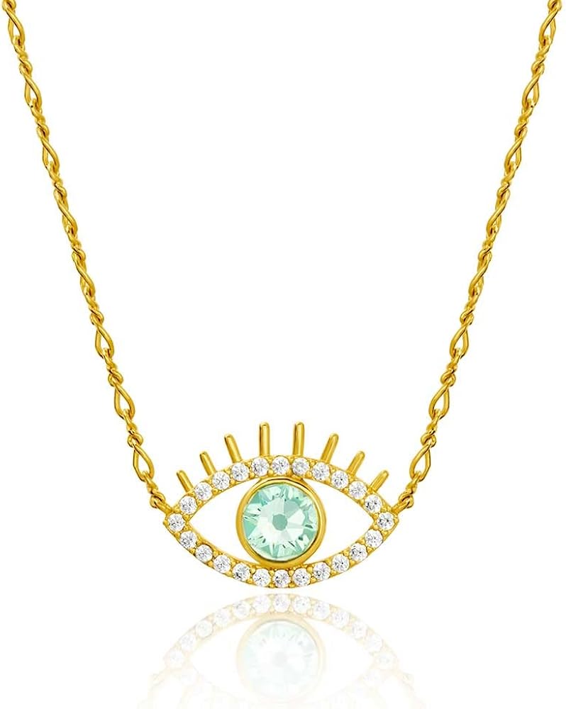Amazon.com: CULT OF SUN Evil Eye Necklace Gold 18K Gold Plated