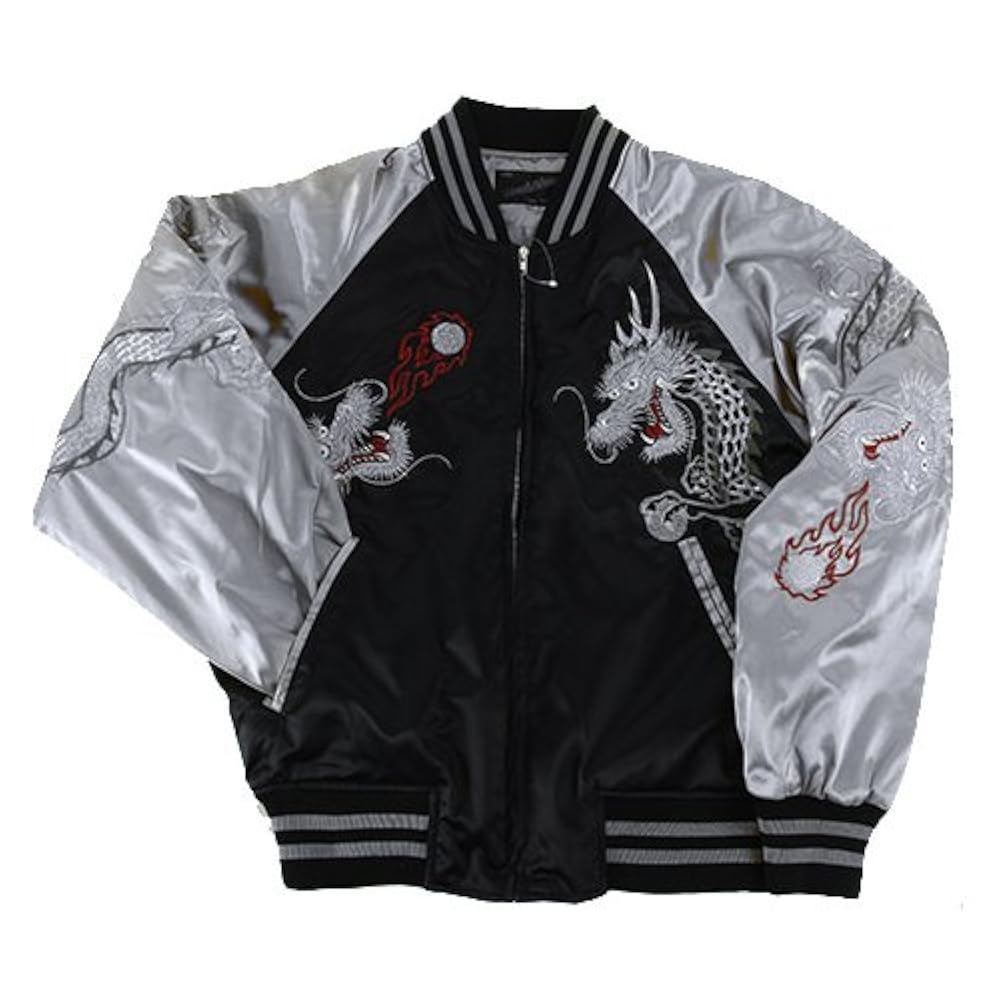 星姫ドラゴン刺繍 サテン スカジャン Japan hoshihime/龍 ドラゴン