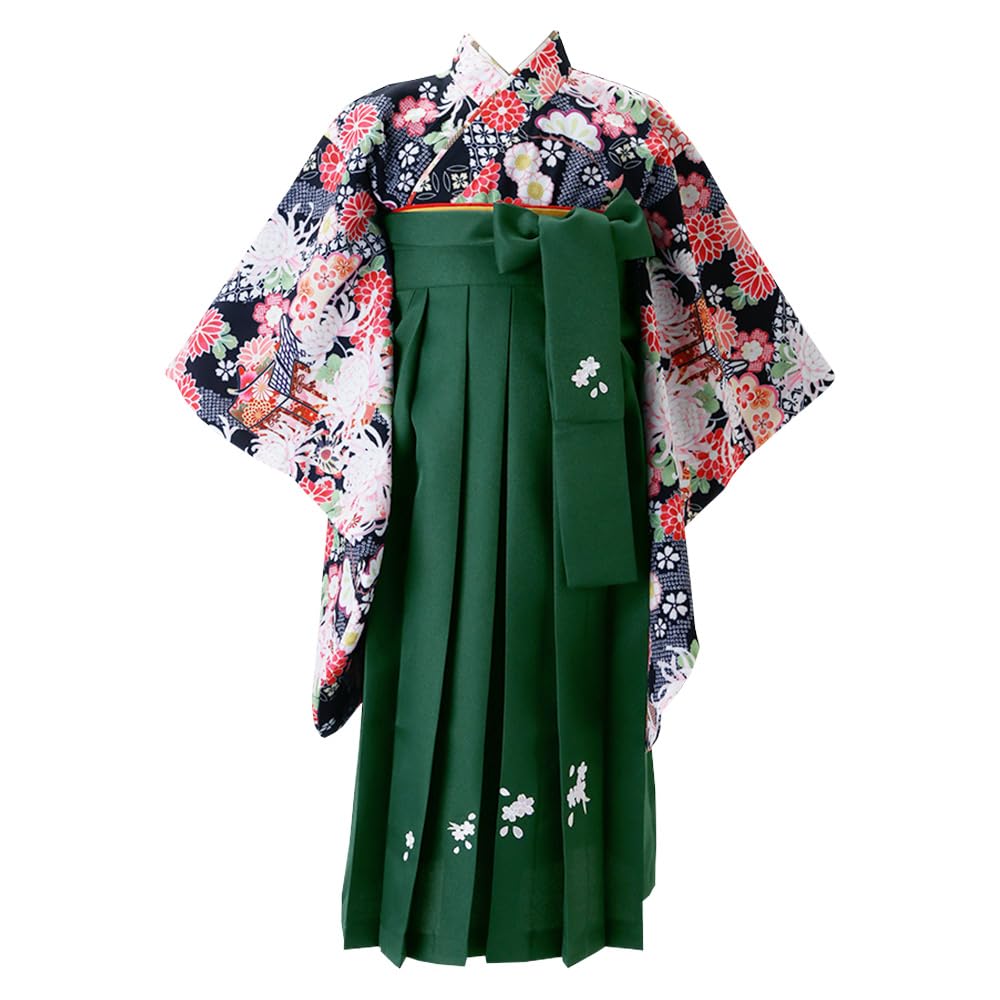 キャサリンコテージ 廃盤 希少 黒椿 花柄 黒 袴 セット 卒業式 成人式