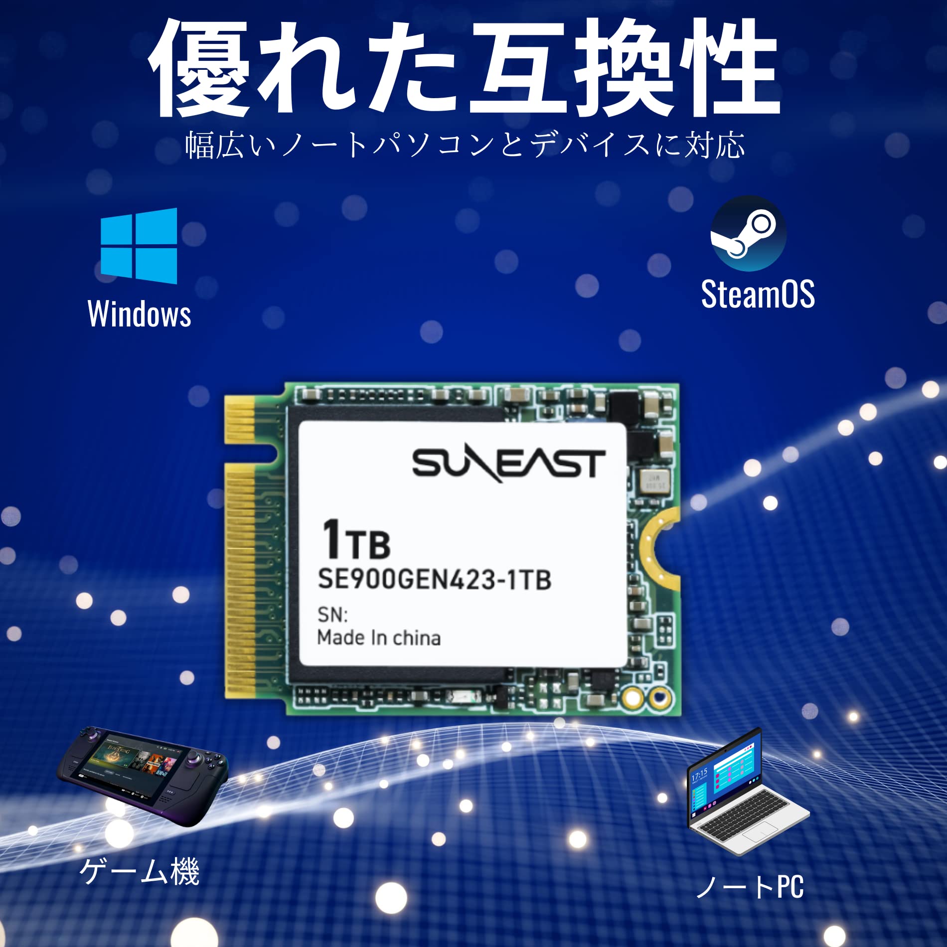 Amazon | SUNEAST 1TB NVMe SSD M.2 2230 PCIe Gen 4×4 最大読込