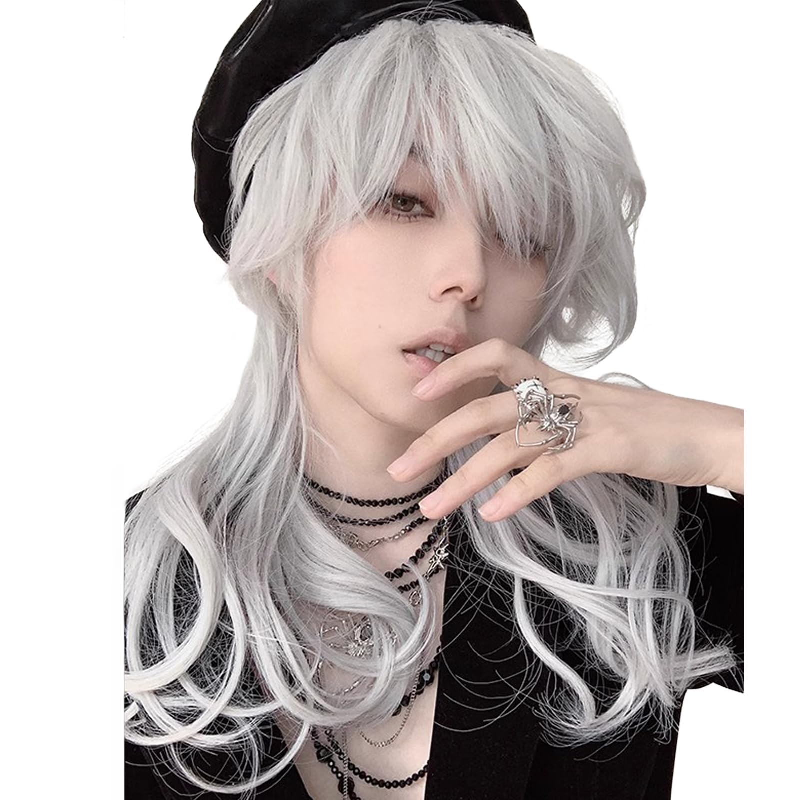 Amazon.co.jp: Hawkko ウィッグ メンズ ショート ウルフ カール フル