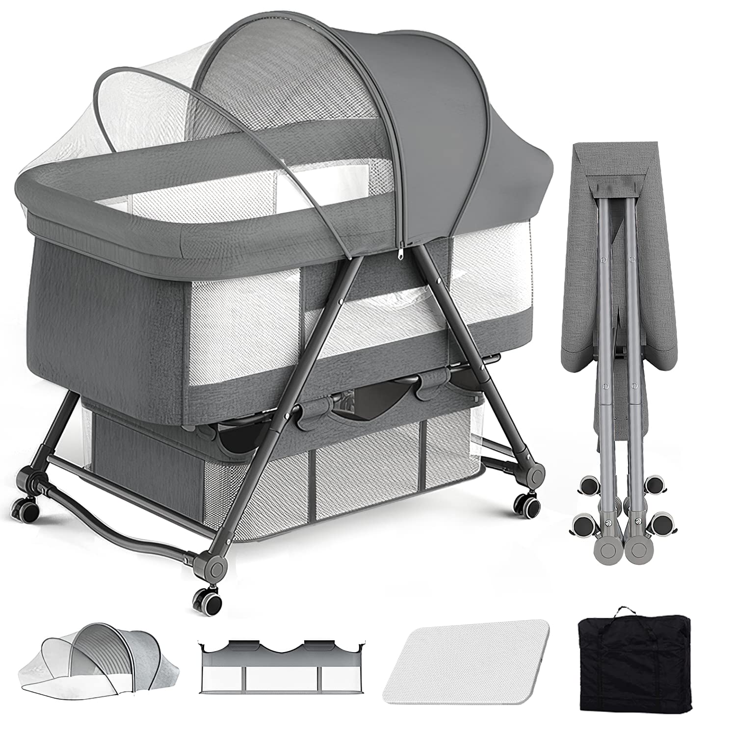 Amazon.co.jp: UBRAVOO ベビーベッド ゆりかご ベビーラック