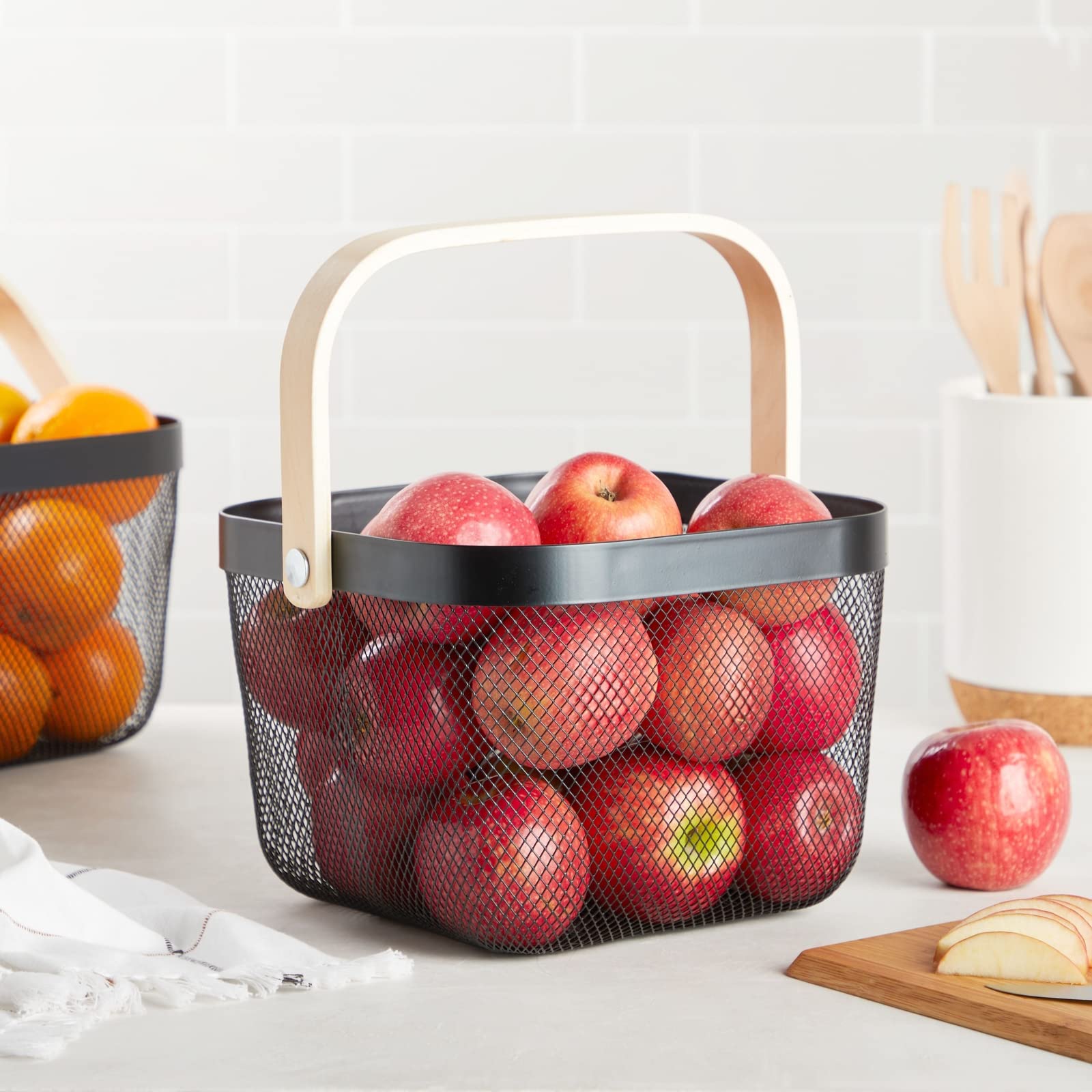 Amazon.com: Juvale Square Metal Fruit Basket - Black Metal Pantry