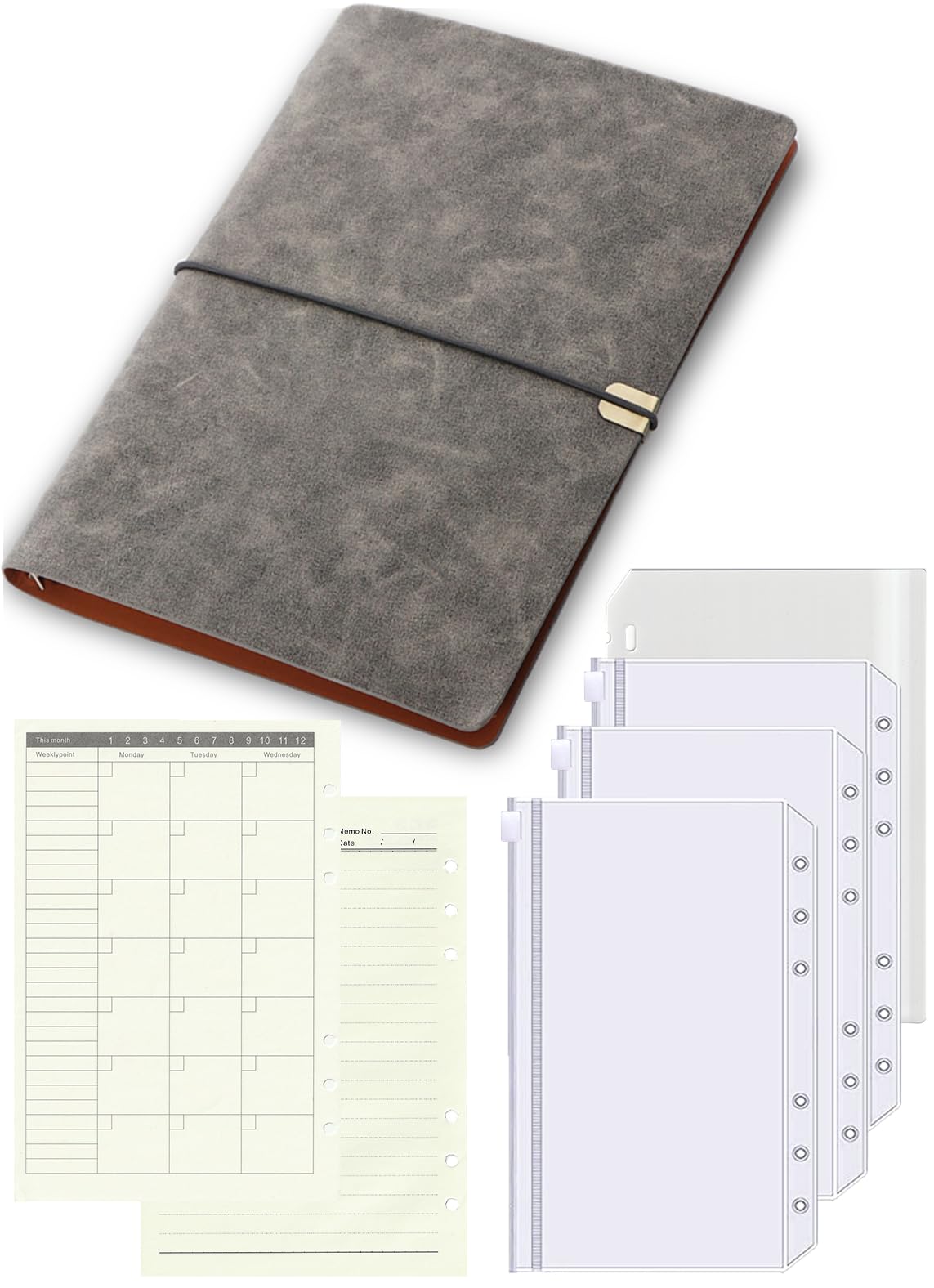 Amazon.co.jp: [ONCODE] バインダー a5 6穴 ゴム留め リフィル付き PU