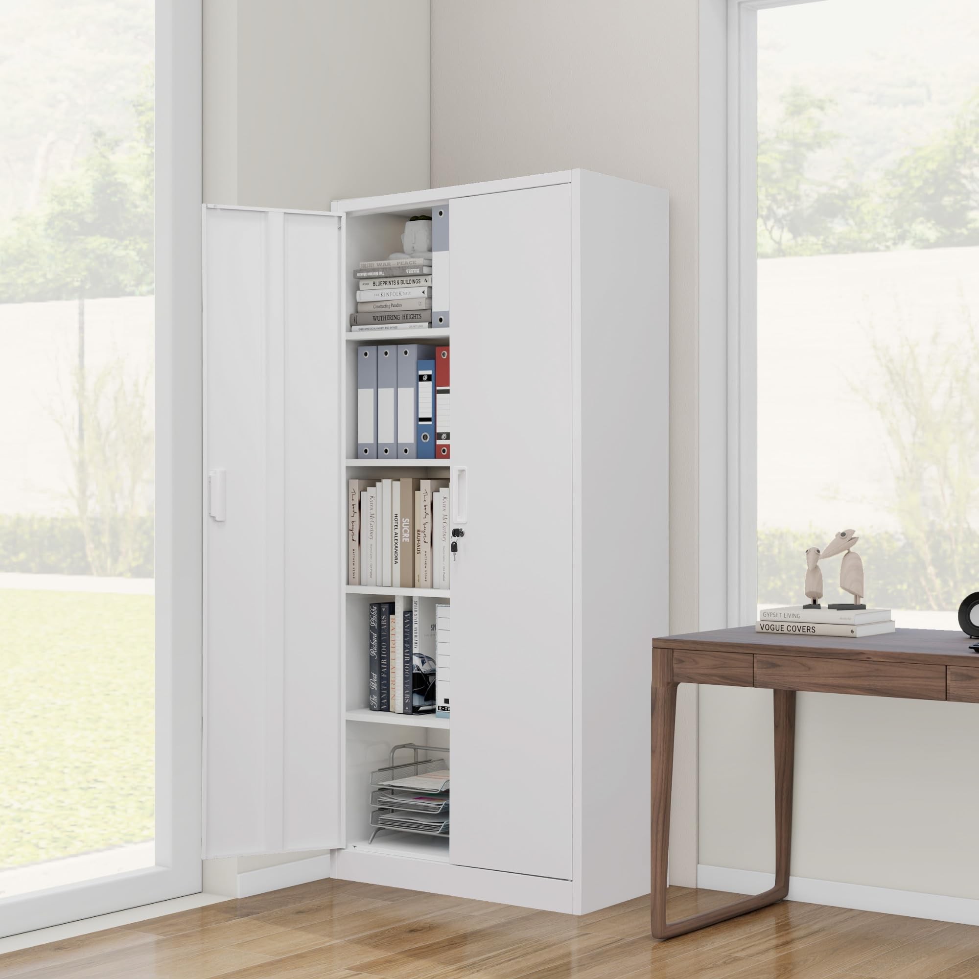 Amazon.co.jp: スチール書庫 両開き 書類保管庫 A4対応 高さ180cm 保管