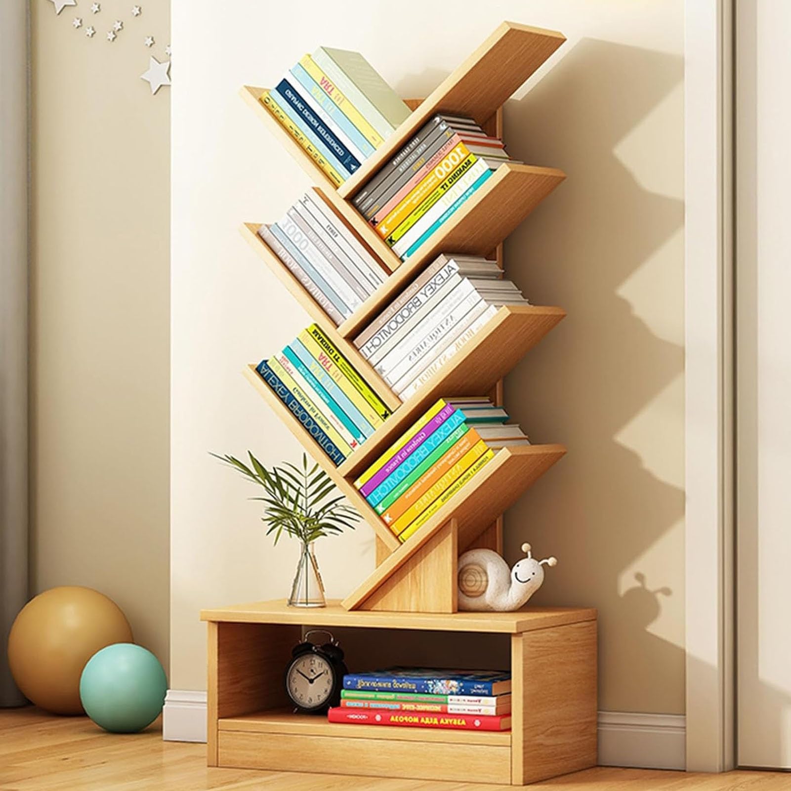 Amazon.co.jp: デスク上置き棚 - 8/10段ツリー本棚 - レトロなフロア