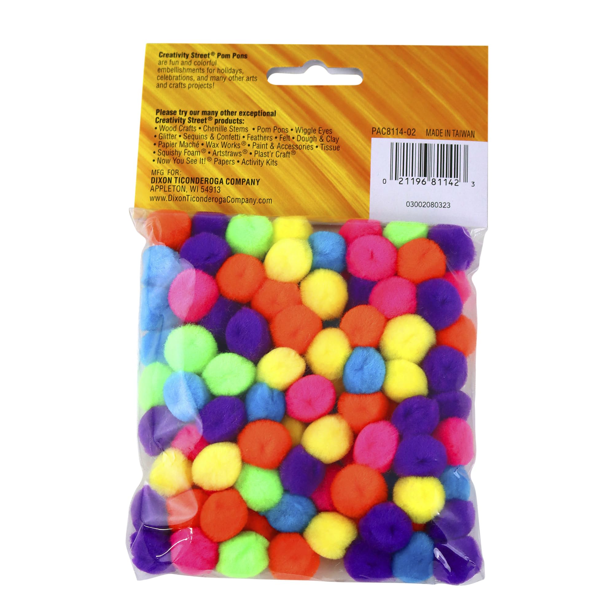 Amazon.com: Creativity Street Hot Colors Pom Pons, 0.5-Inch, 100