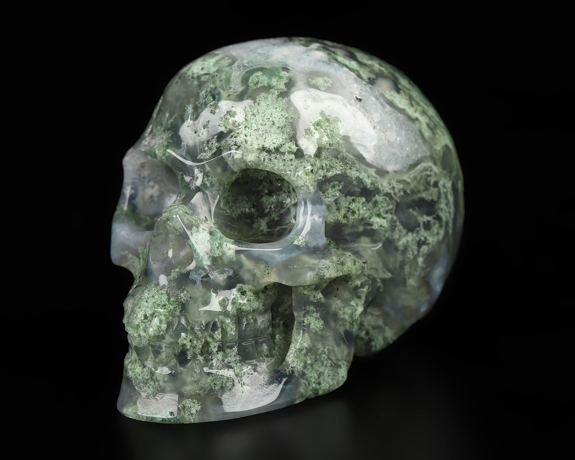 Amazon.com: Skullis 2.0” Green Moss Agate Crystal Skull, Hand