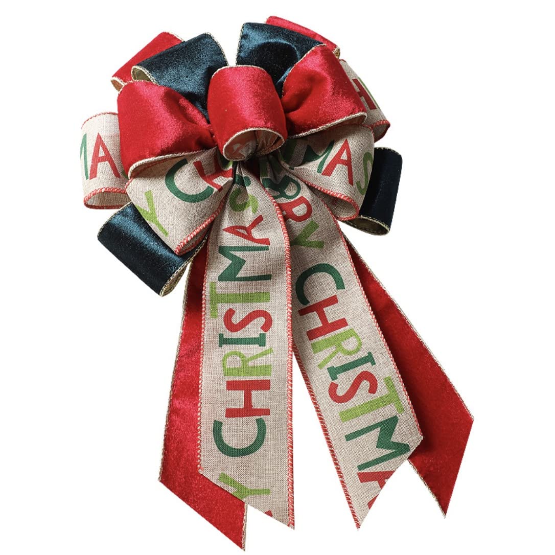 Amazon.co.jp: クリスマスツリ飾り付けリボン 緑 赤 麻 ワイヤーエッジ