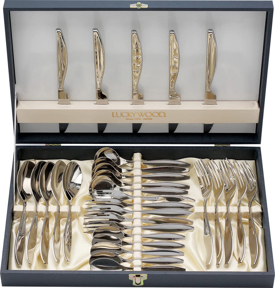 もりラッキーウッド8種40点ステンレス製カトラリーセット もりラッキー