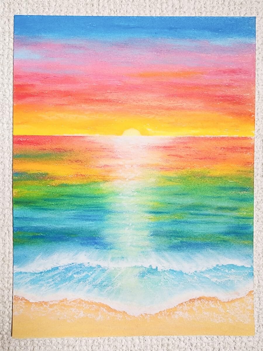 Amazon.co.jp: 風景画 海 アート 海の絵 パステル画 絵 絵画