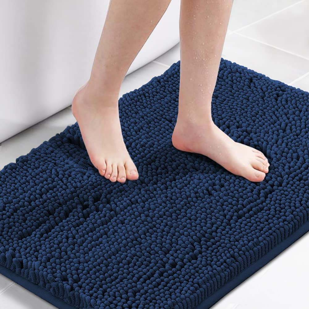 Amazon.com: H.VERSAILTEX Navy Blue Bath Rug, Bath Mat Non Slip