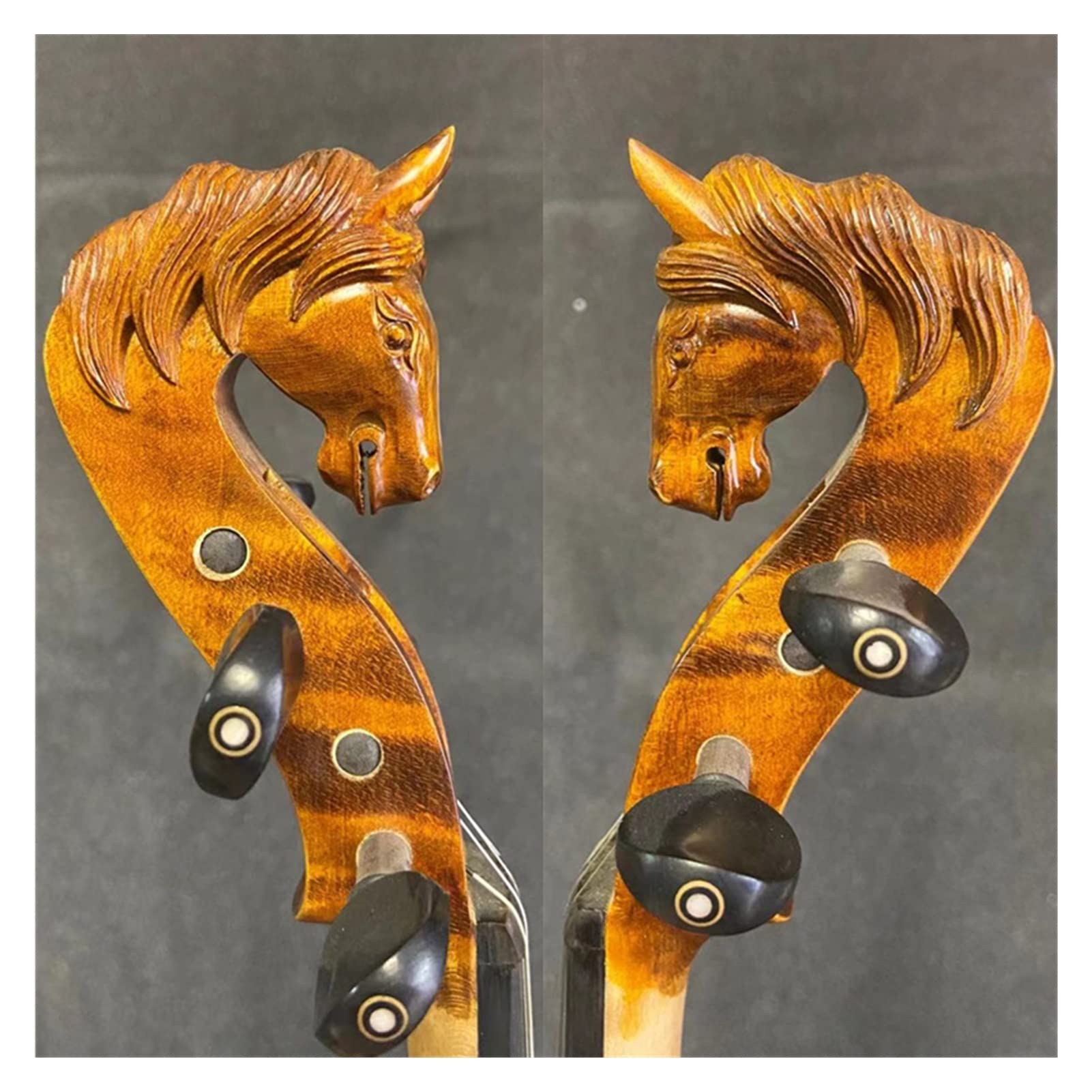 Amazon | 4/4バイオリン彫刻馬ヘッド強力なサウンド4弦楽器4文字列