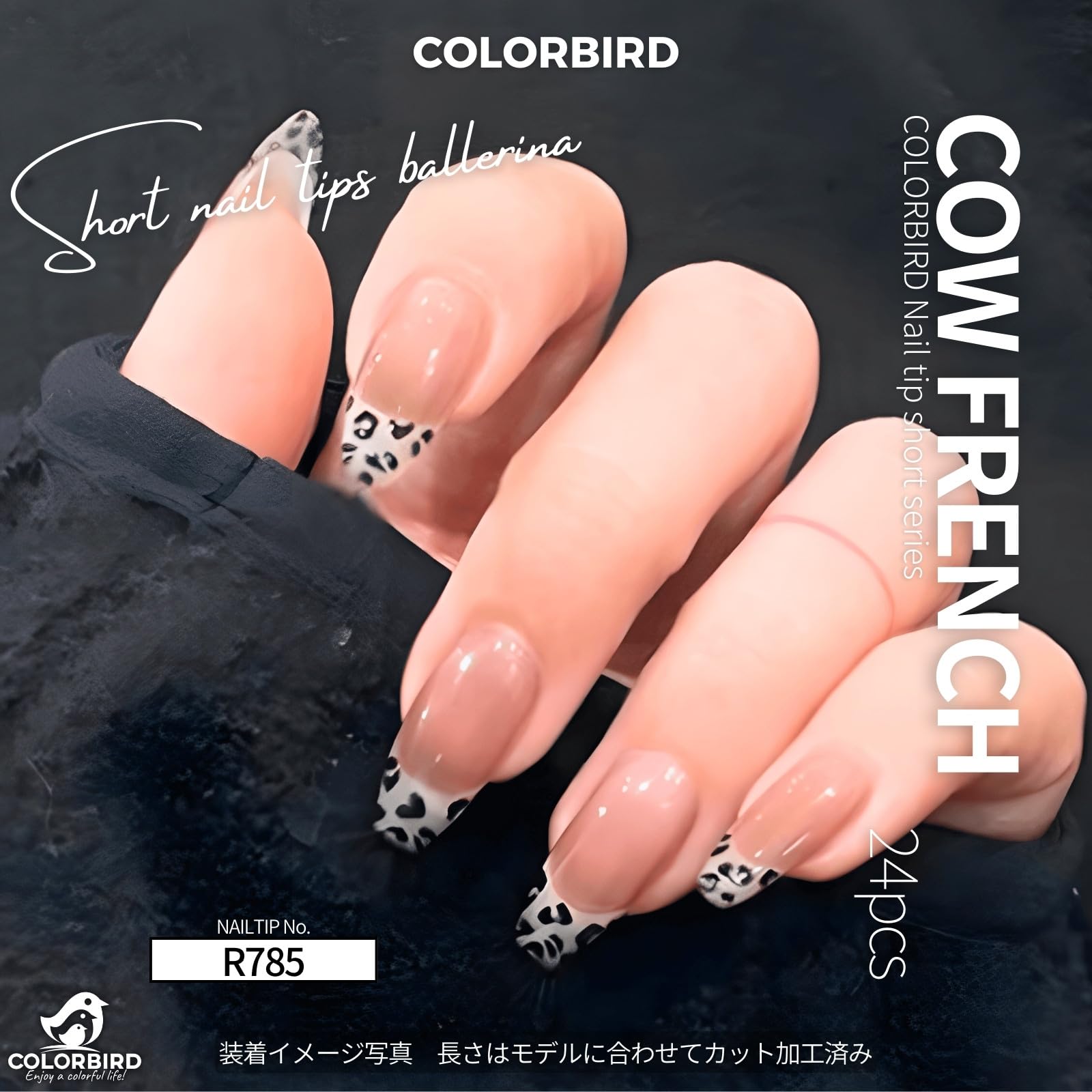 Amazon | COLORBIRD ネイルチップ ショート 24枚 黒 ヒョウ柄 ネイル