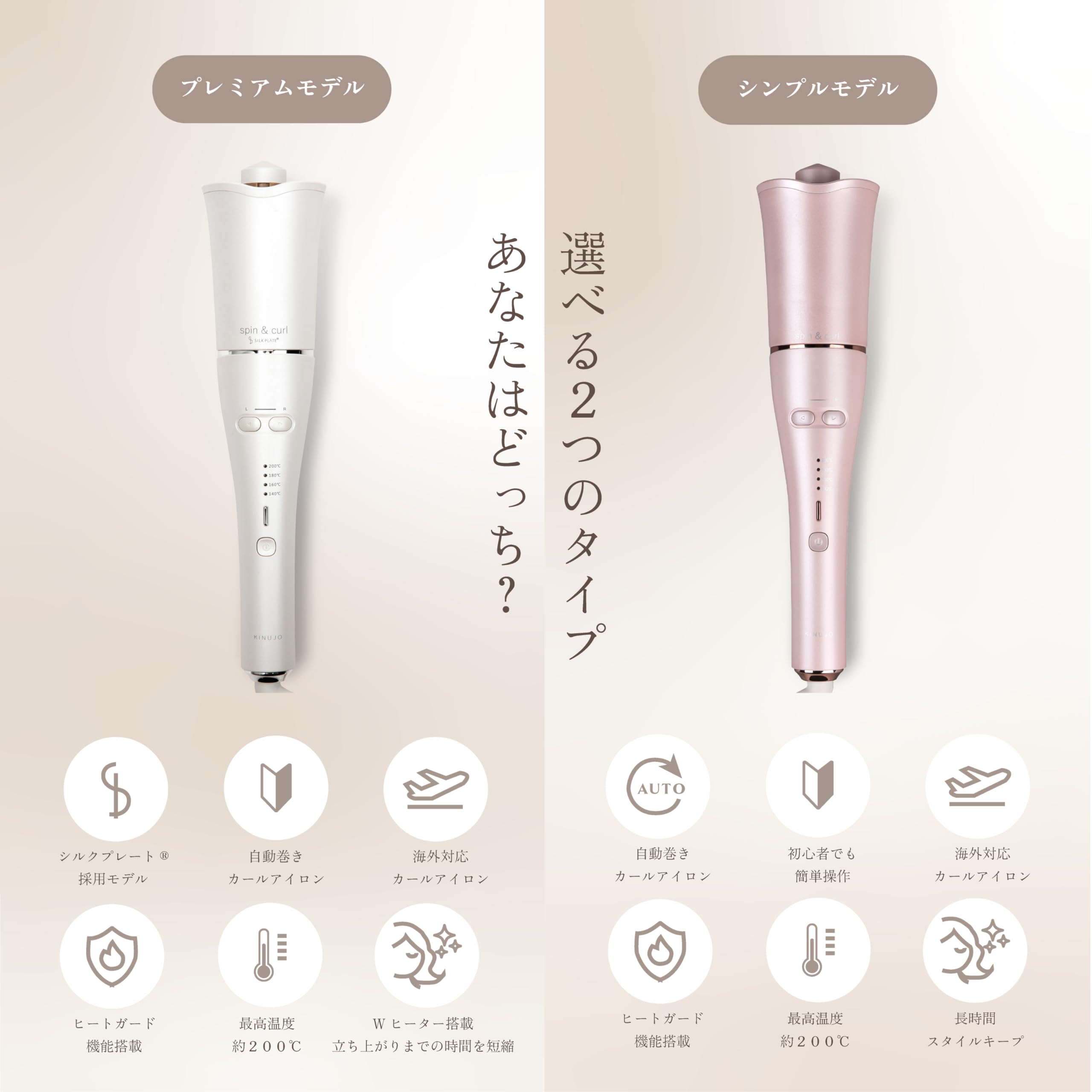 Amazon | 【海外対応・自動巻きヘアアイロン】spin & curl KINUJO