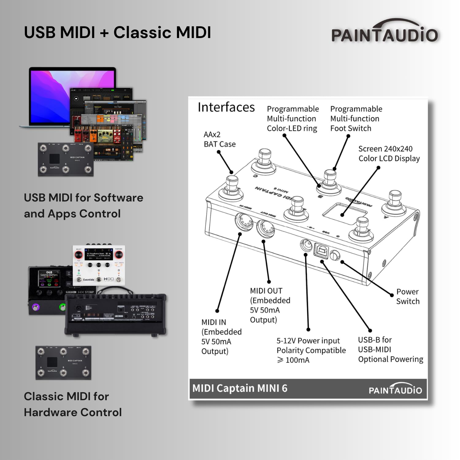 Amazon.com: Paint Audio MIDI Captain MINI 6 Foot Controller Multi