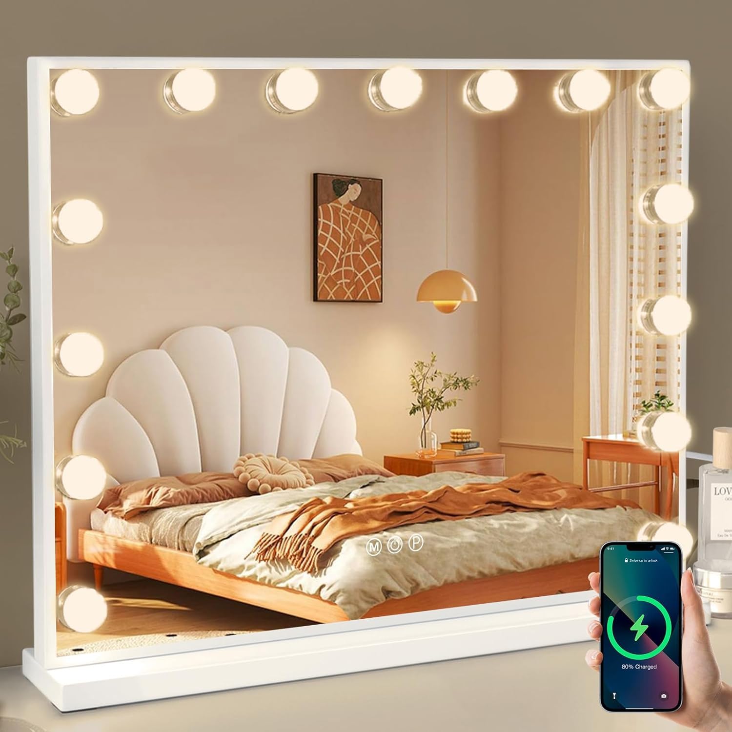 Amazon.co.jp: FENCHILIN 化粧鏡 女優ミラー ハリウッドミラー 壁掛け