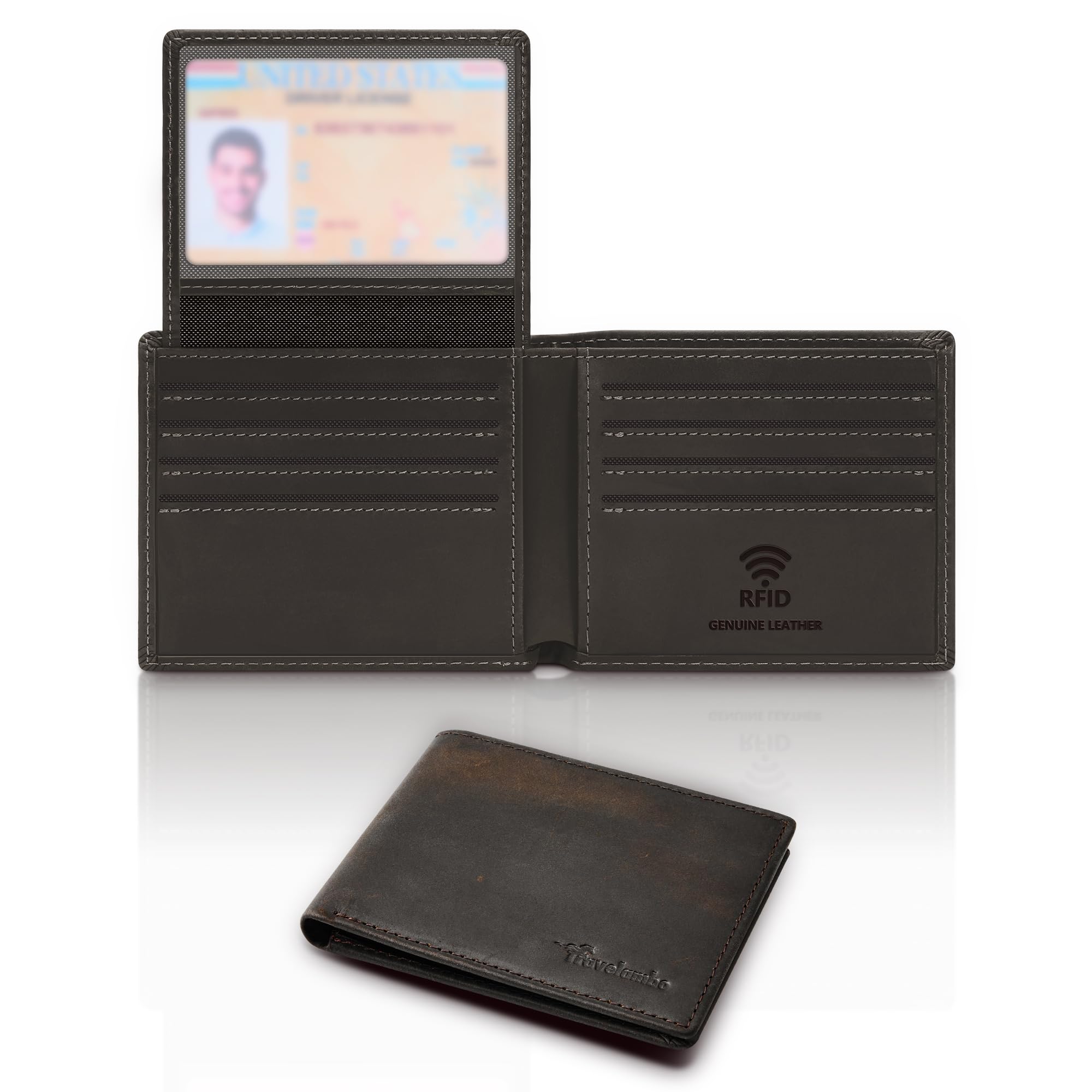 Travelambo 100% Genuine Leather Wallet for Men with Gift Box