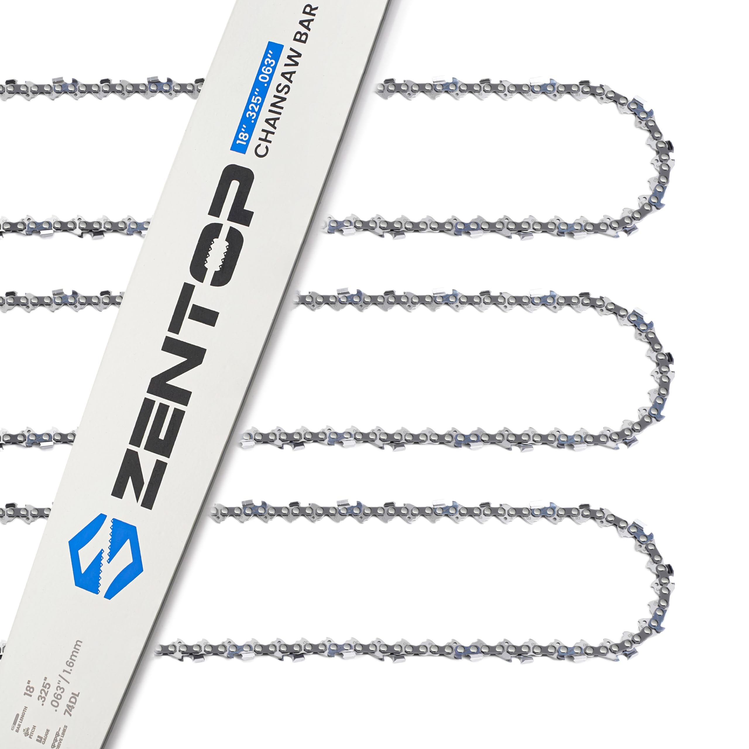 Amazon.com : ZENTOP 18 Inch Chainsaw Bar and Chains, .063'' Gauge