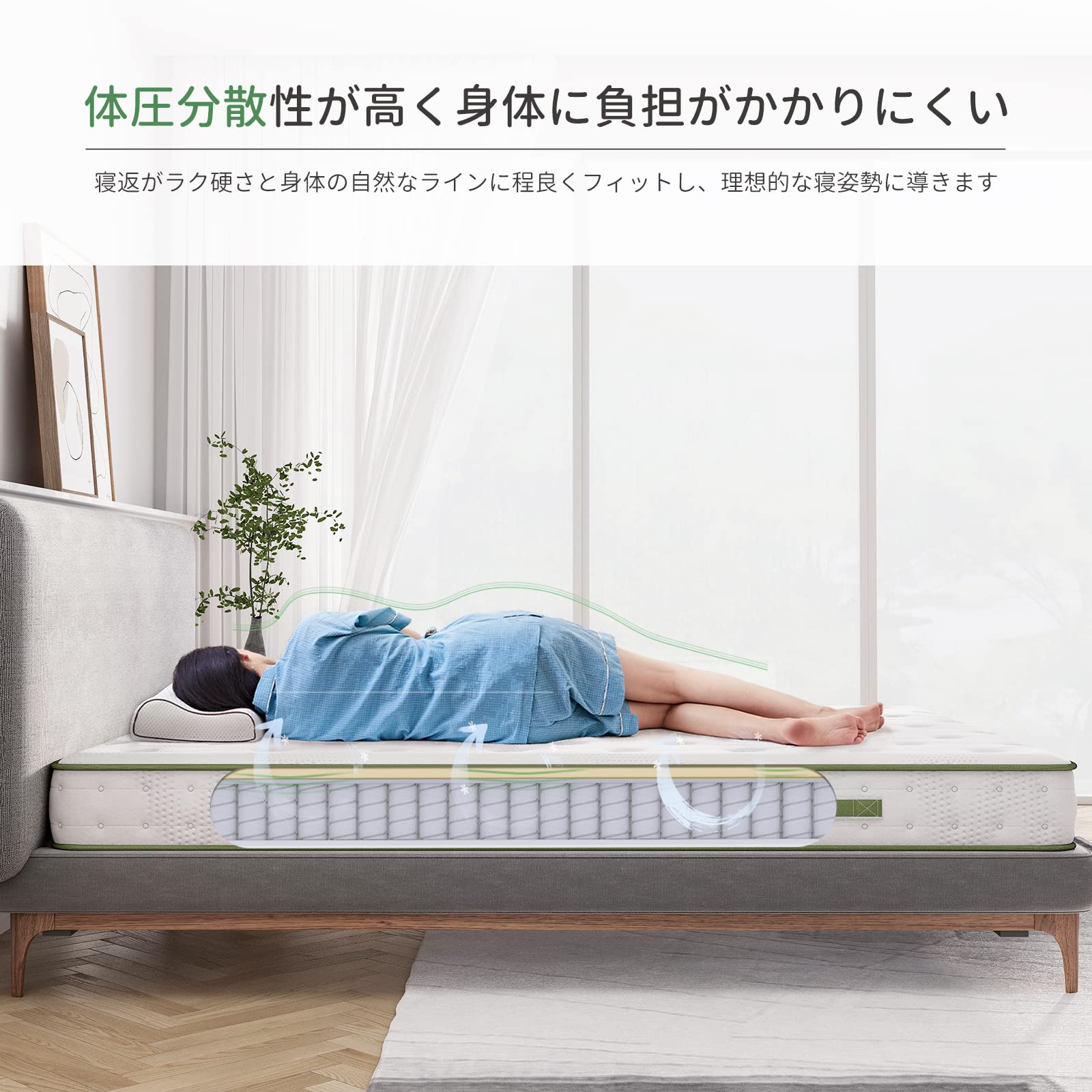 Amazon.co.jp: Novilla ポケットコイル マットレス ベッドマットレス