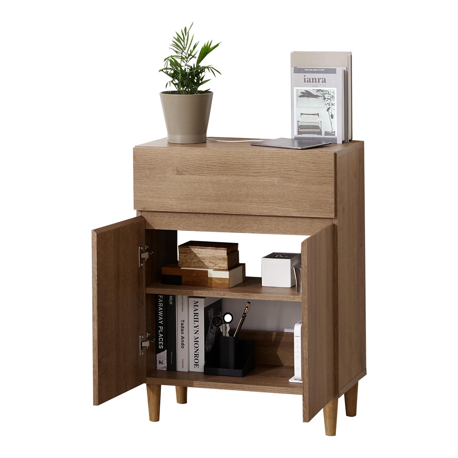 Amazon.co.jp: LOWYA ロウヤ サイドボード キャビネット ルーター収納