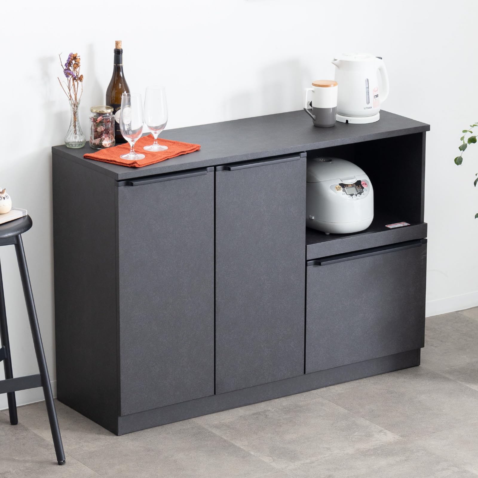 チョコレートたべたい ブラックセラミック調 キッチンボード120