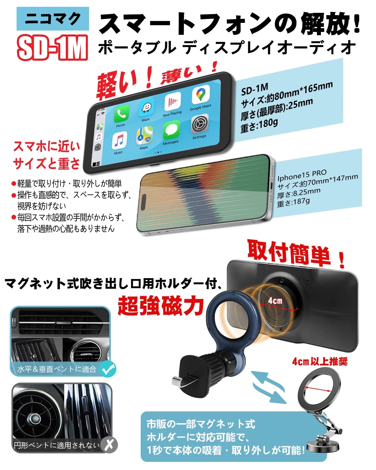 Amazon.co.jp: 【超軽量+取付簡単】ニコマク NikoMaku ポータブル