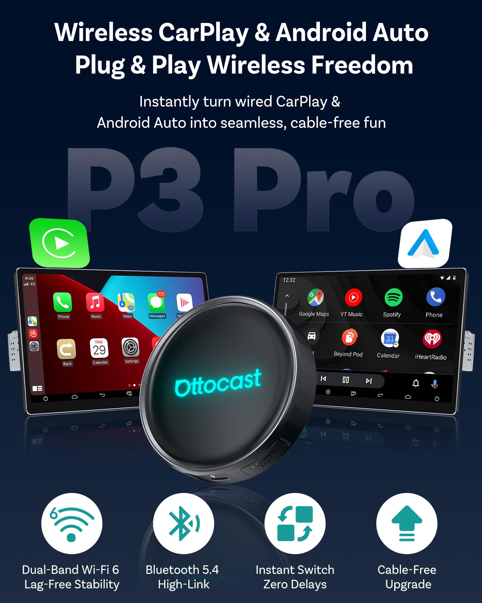 Amazon.com: OTTOCAST P3 Pro AI Box – Wireless CarPlay & Android