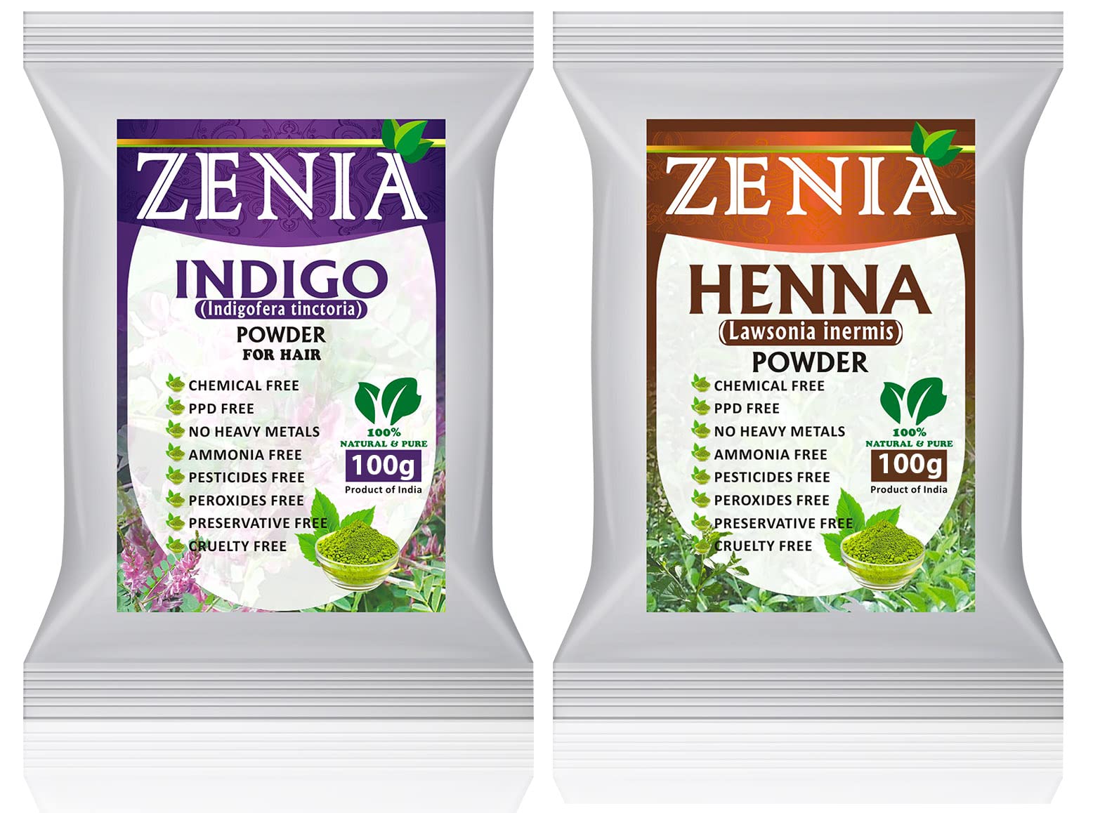 Amazon.com : 100 grams Zenia Indigo Powder and 100 grams Henna