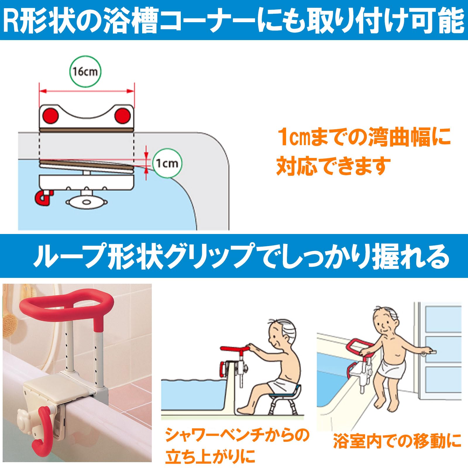 Amazon | アロン化成 安寿 高さ調節付浴槽手すりUST-130 ブルー | 安寿