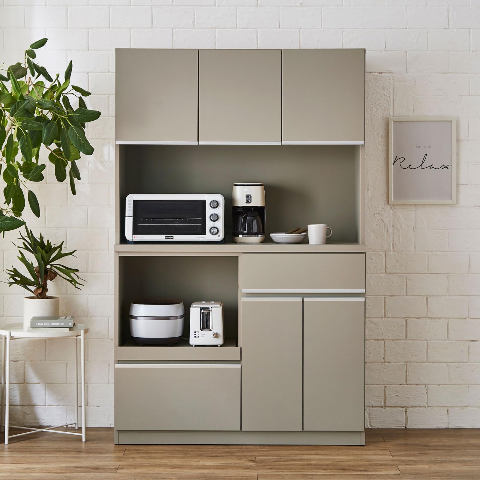 Amazon.co.jp: KAGUCOCO 食器棚 レンジ台 完成品 [ナポリ 幅120(116.3