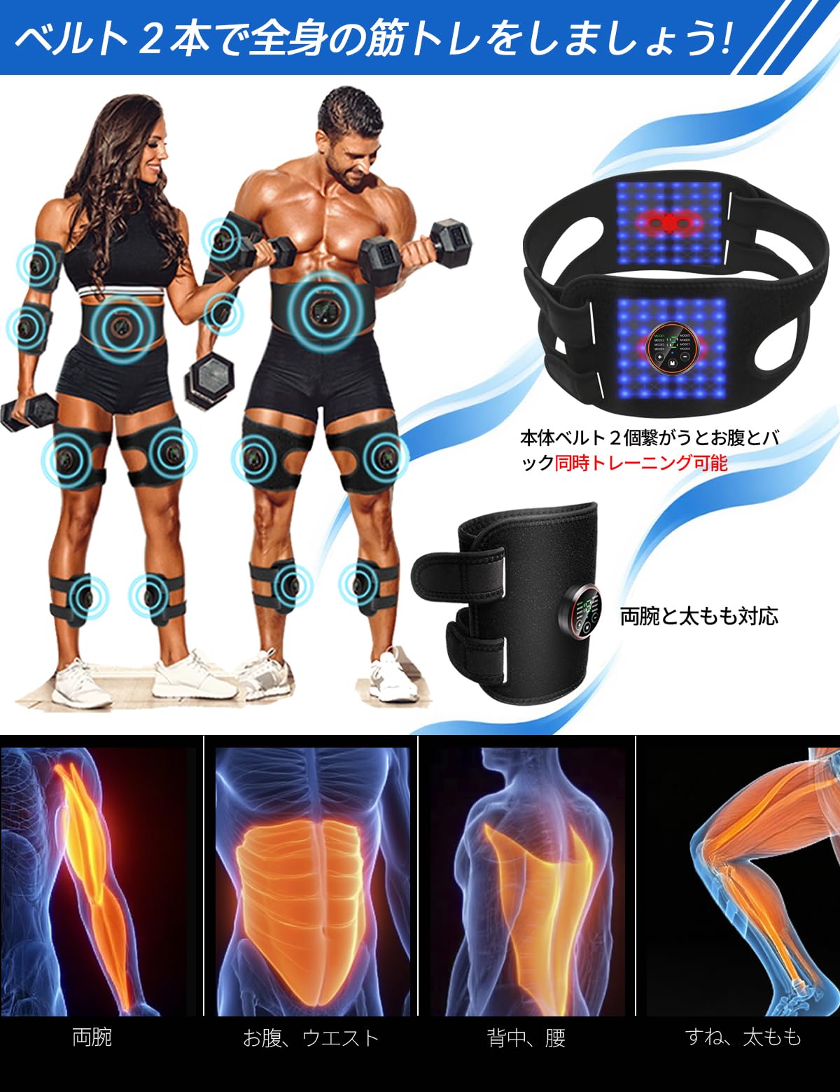 Amazon.co.jp: Vendiana EMS腹筋ベルト フィットレスベルト2個セット