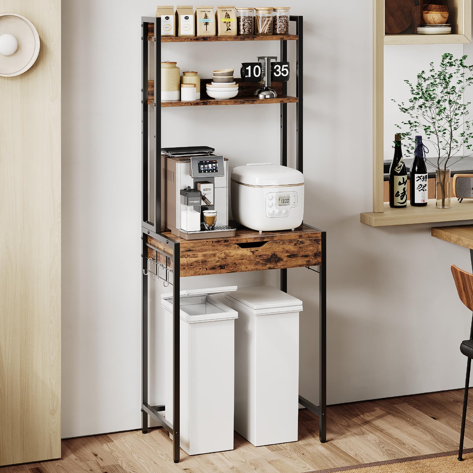 Amazon.co.jp: Bestier ゴミ箱上ラック 幅64×奥行40×高さ170cm