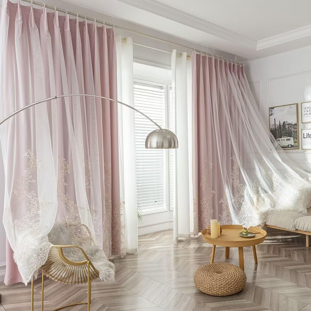 Panda レースカーテン プレーン 2セット Panda レースカーテン