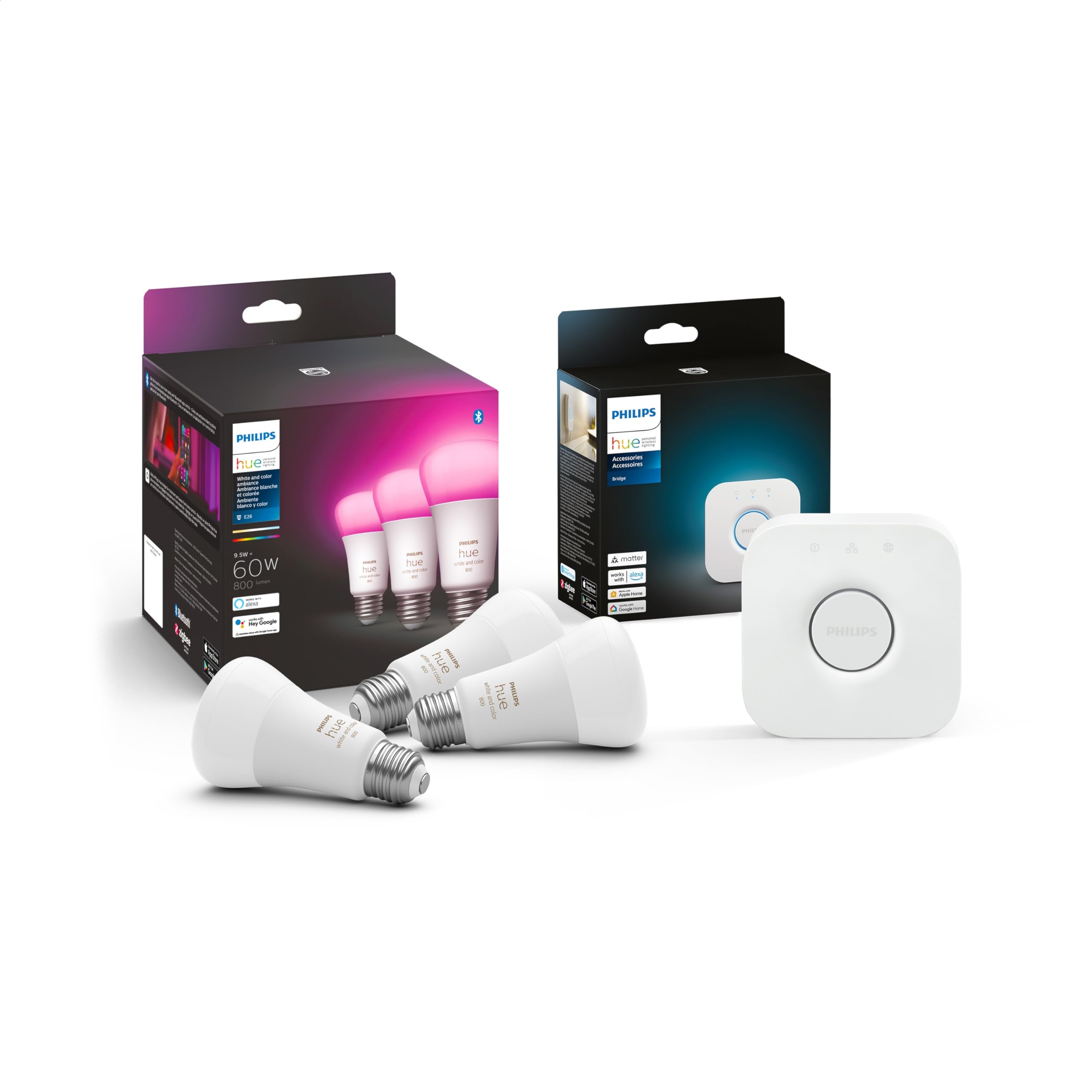 Amazon.com: Philips Hue Smart Lighting Bundle: 3-Pack A19 LED