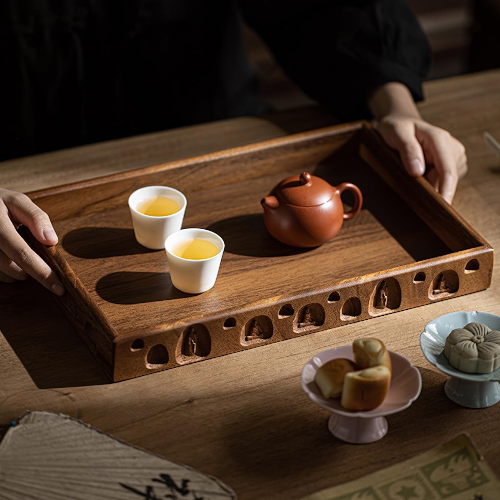 Amazon｜JIKANNOYA トレー 木製トレー お盆 滑らないトレー