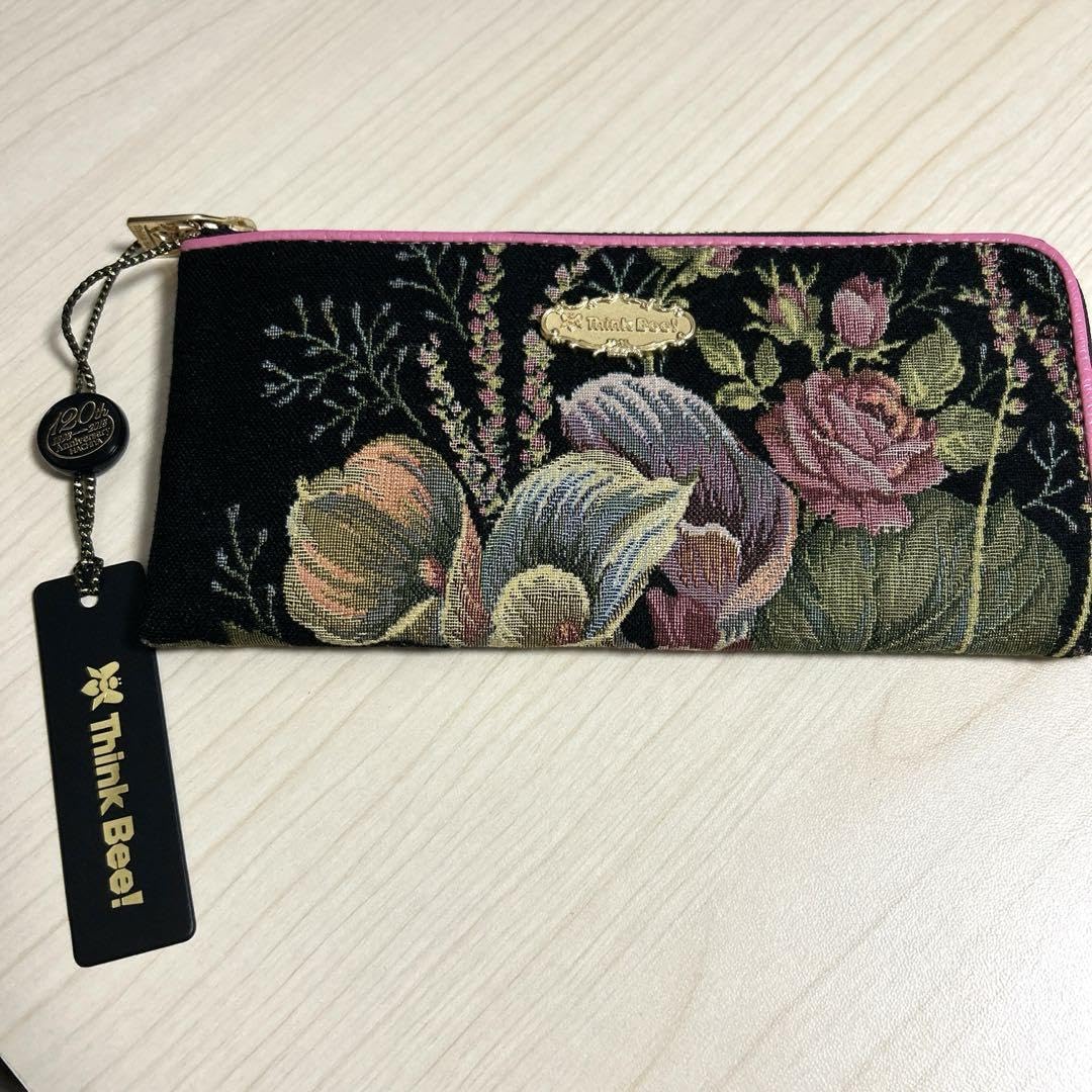 Amazon.co.jp: シンクビー Think Bee! 長財布 キャンバス 花柄刺繍 L字