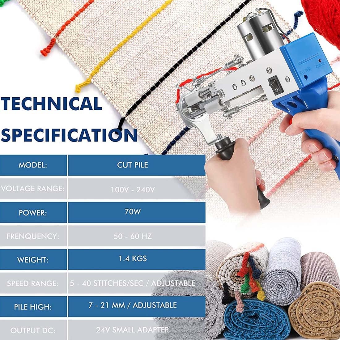 Amazon.co.jp: ラグタフティングガンカットパイルマシン、ラグ