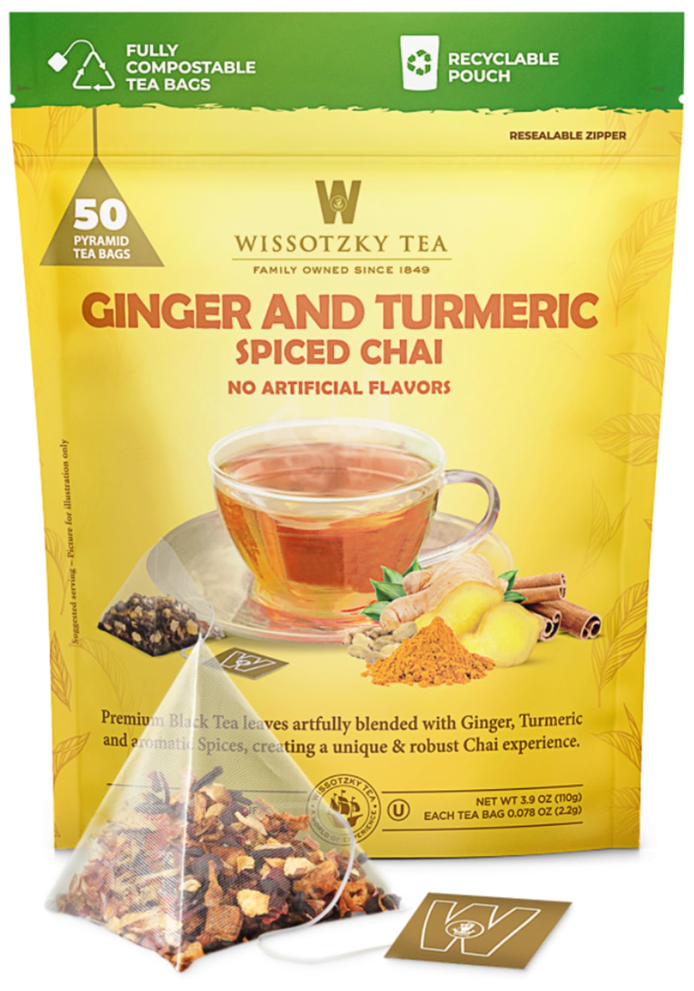 Amazon.com : Wissotzky Tea Ginger Turmeric Spiced Chai - Pack of