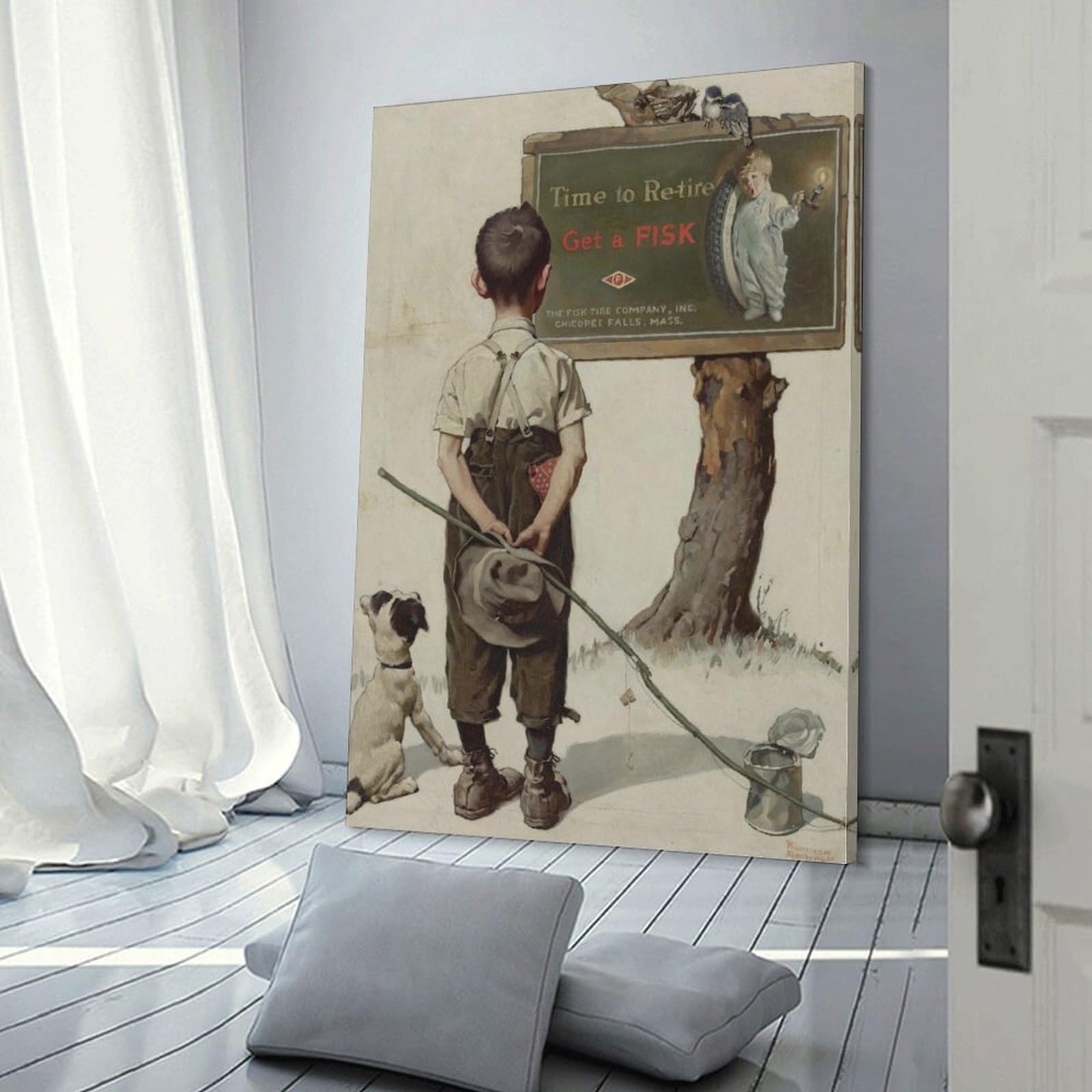 80s ビンテージ ポスター 額装 ノーマンロックウェル 動物病院の待合室