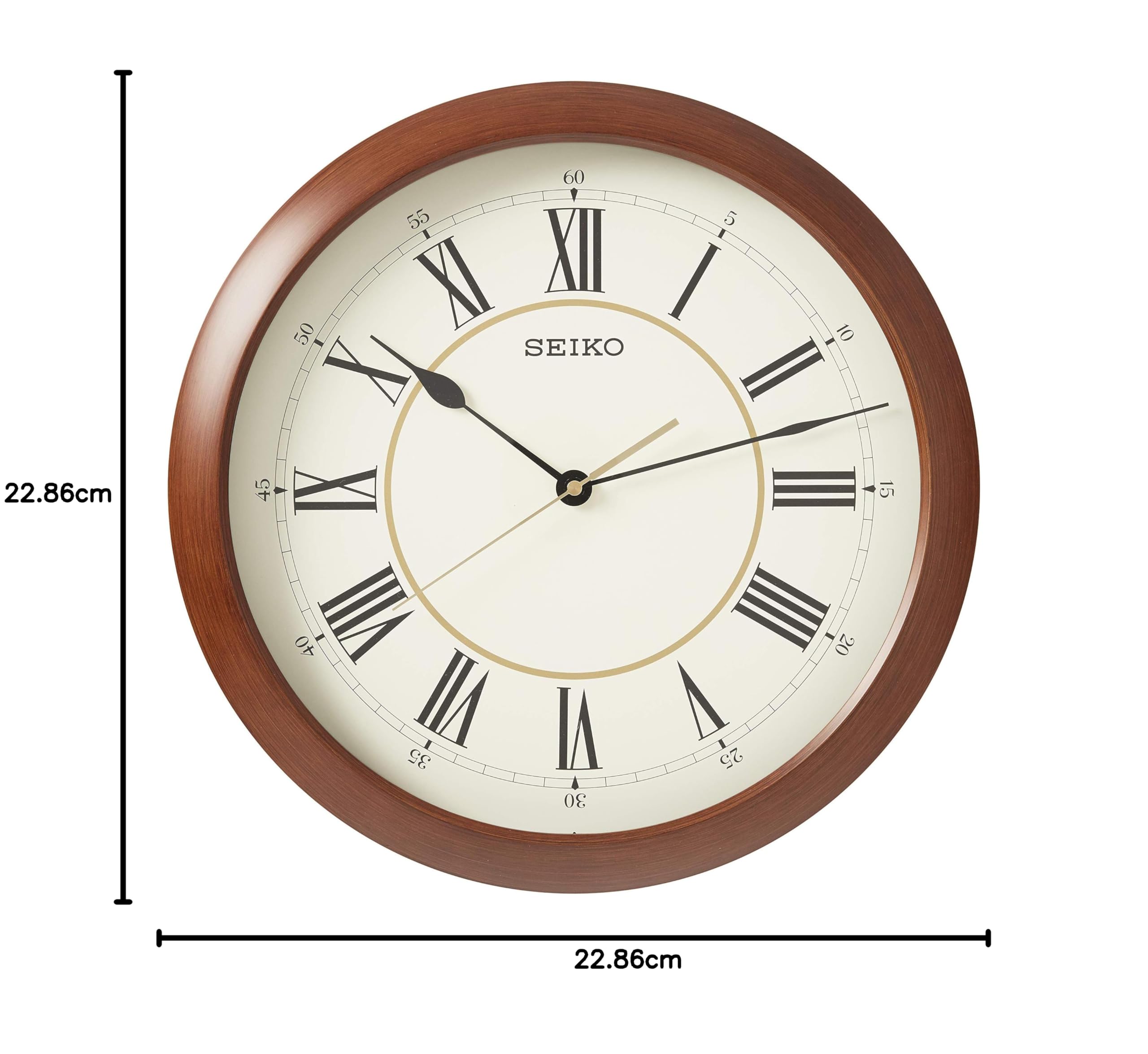 Amazon.co.jp: Seiko 16インチ ローマ数字 木製仕上げ 壁掛け時計