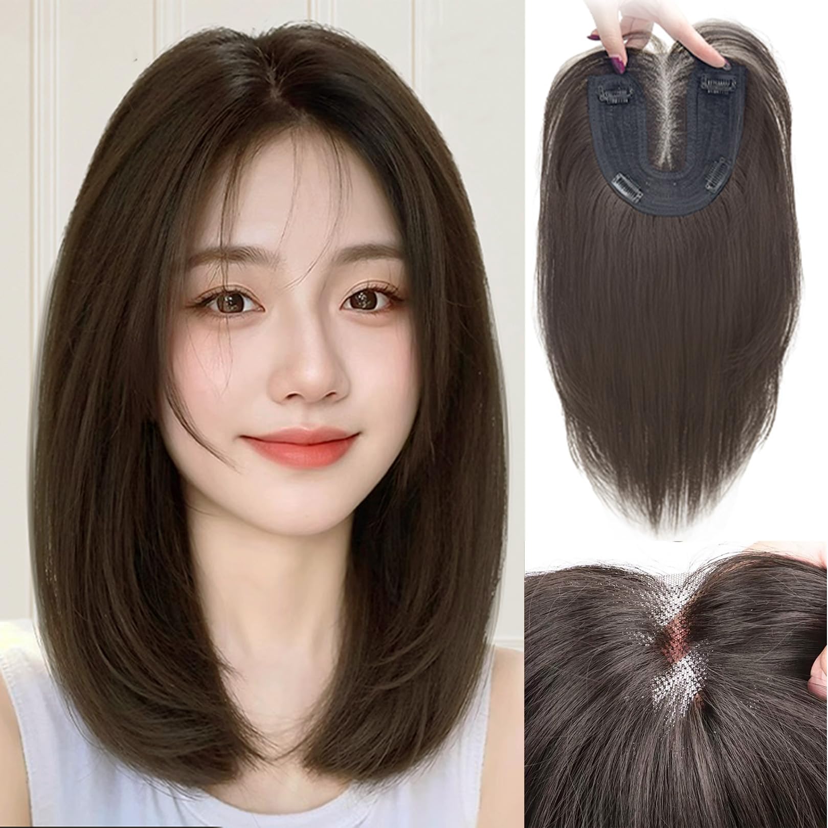 Amazon.co.jp: [ICRAB]部分ウィッグ 人毛MIX 手織りのレース