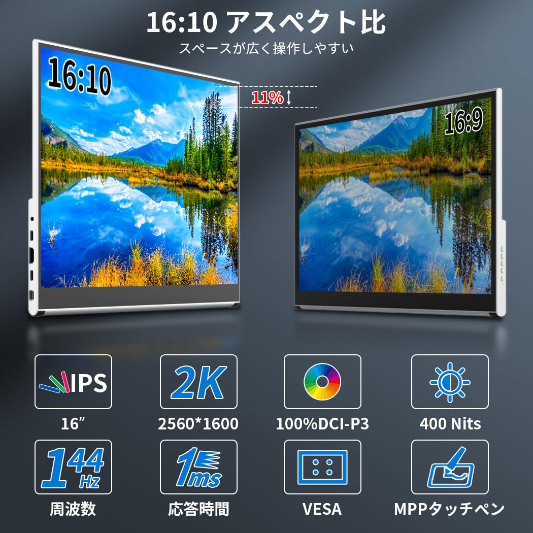 Amazon.co.jp: Cuview モバイルモニター 16 インチタッチ2K,144hz