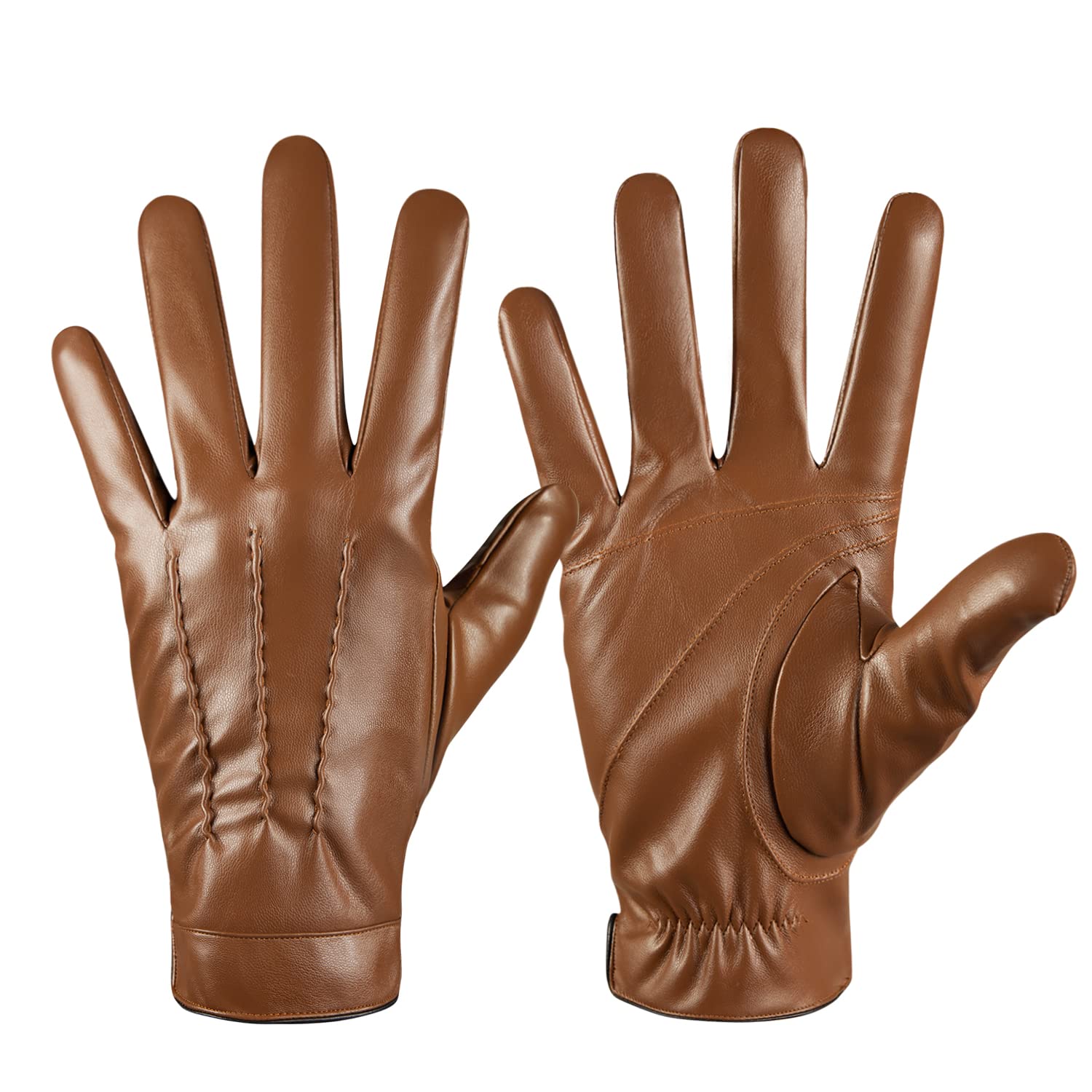 QUKOPSE Winter Leather Gloves for Men,Touchscreen Snow Driving