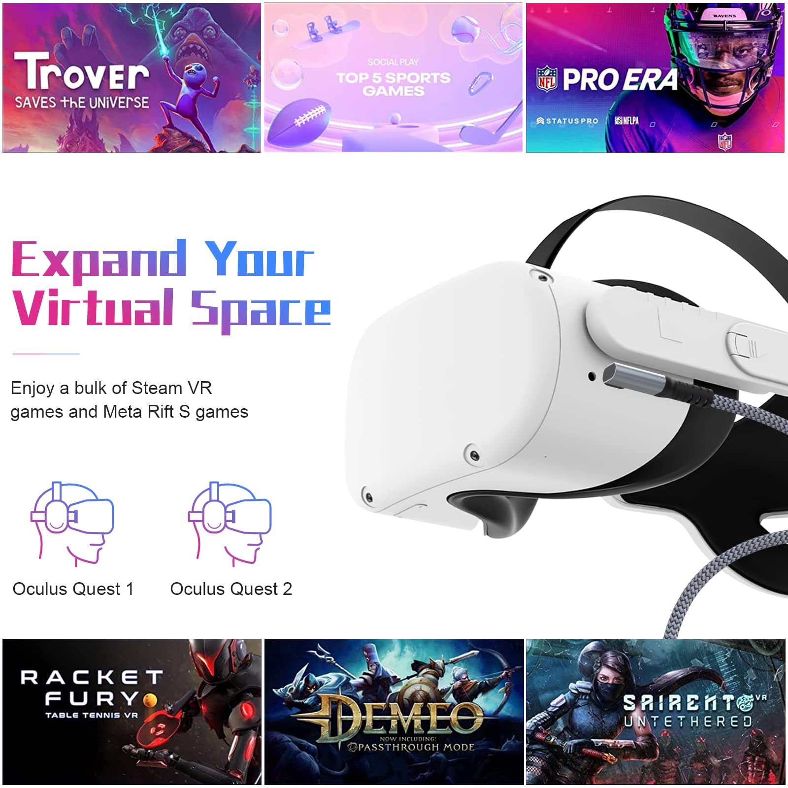 Amazon.com: Arzweyk Replacement Link Cable for Quest 2 Cord