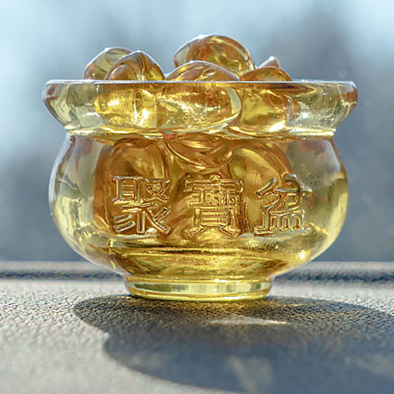 Amazon.co.jp: 宝鉢 風水置物 クリスタルガラス イエロー インテリア